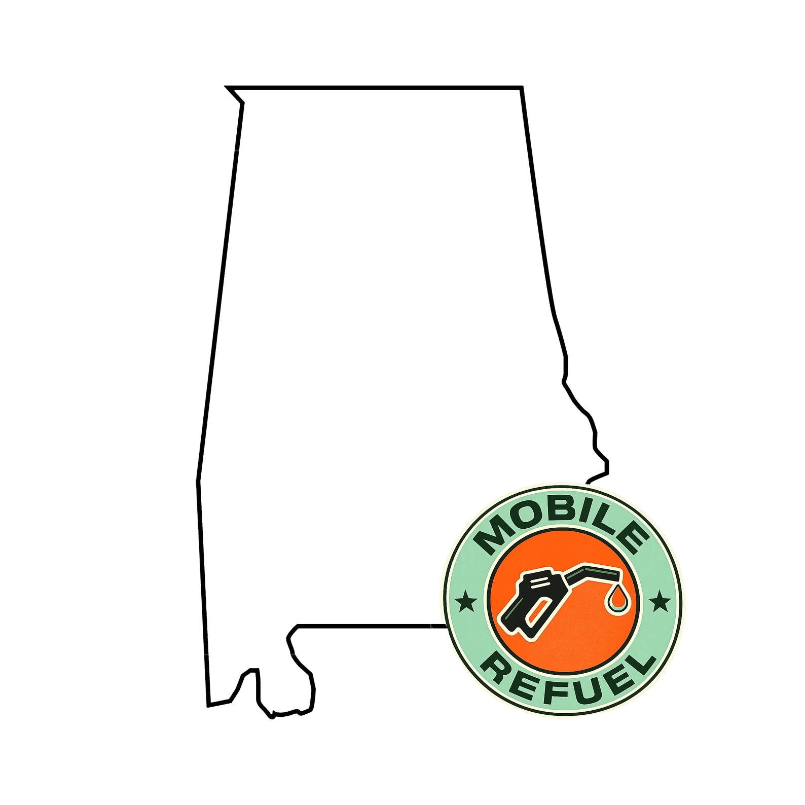 Map of Mobile Refuel Gulf Coast service areas